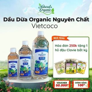 Dầu Dừa Organic Ép Lạnh 100% Vietcoco, Dưỡng Da, Dưỡng Tóc, Dưỡng Ẩm, Chăm Sóc Tóc Khô Xơ - Natural Market