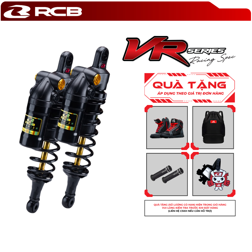 Phuộc Đôi RCB VR ( Đen Ty Vàng ) Dành Cho Xe Honda Wave/Honda Sirius/Jupiter