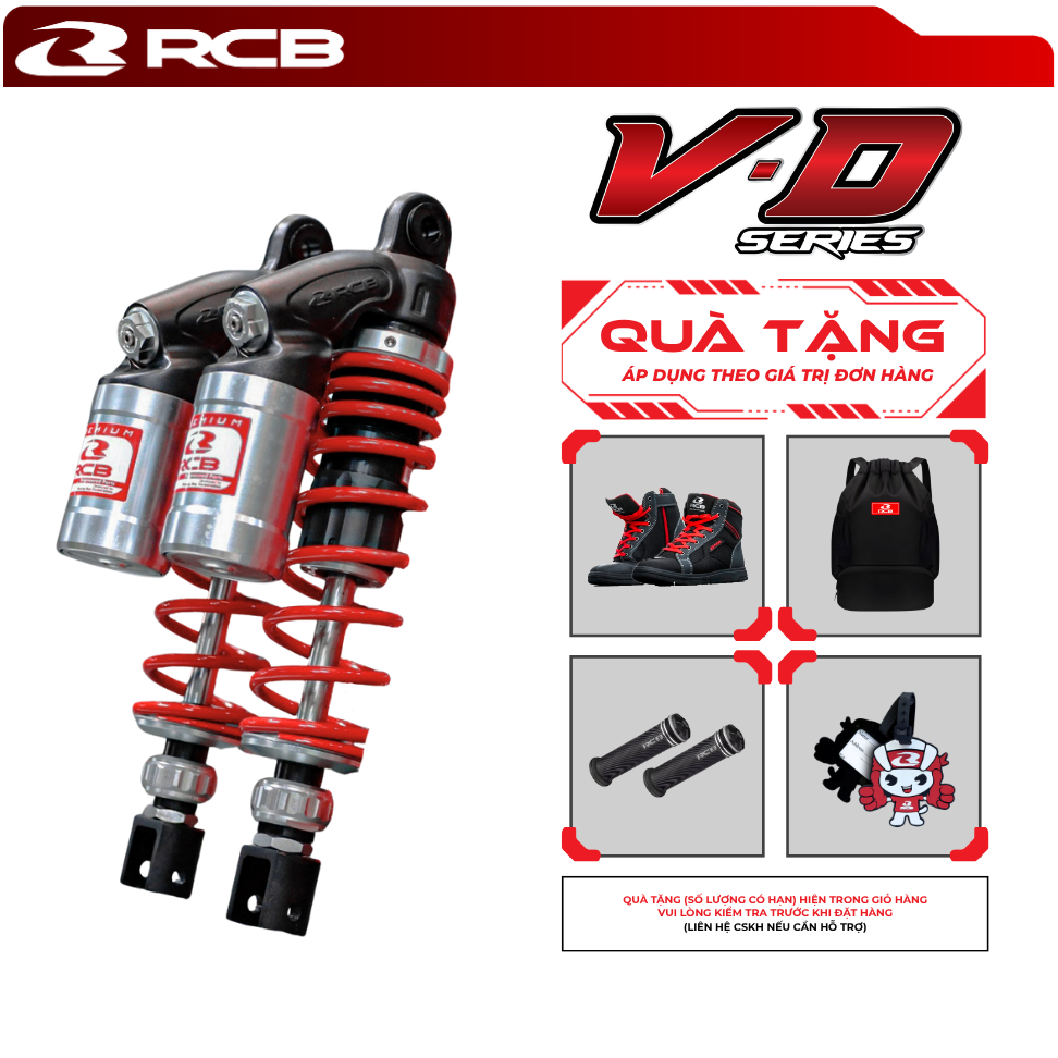 PHUỘC ĐÔI RCB VD Series (Đỏ/Vàng/Đen Ty Vàng/Titan/Bạc) 275mm/305mm/320mm/380mm - Sirius/Wave/SH150i/NVX