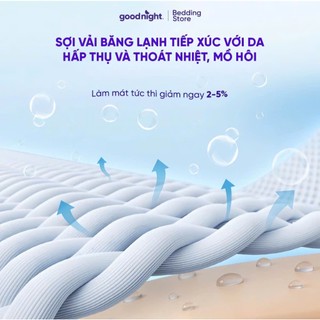 Gối ôm ngủ cho bé Vua Nệm Goodnight Poppy, Gối ôm vải mát cooling mùa hè 45x120cm gòn bông mềm mại