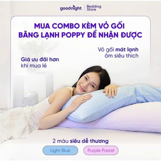 Gối ôm ngủ cho bé Vua Nệm Goodnight Poppy, Gối ôm vải mát cooling mùa hè 45x120cm gòn bông mềm mại