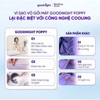 Gối Ôm Điều Hòa Mùa Hè Cho Mẹ Bầu Vua Nệm Goodnight Poppy, Gối Bông Và Vỏ Gối Cooling Mềm Mát Lạnh