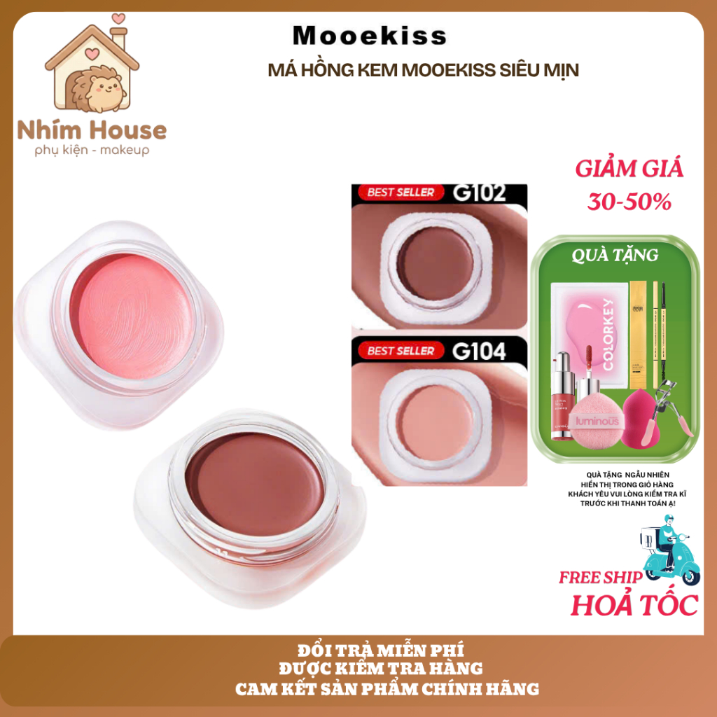 Má hồng kem MOOEKISS mịn lỳ lâu trôi mỏng nhẹ tự nhiên | NHÍM HOUSE
