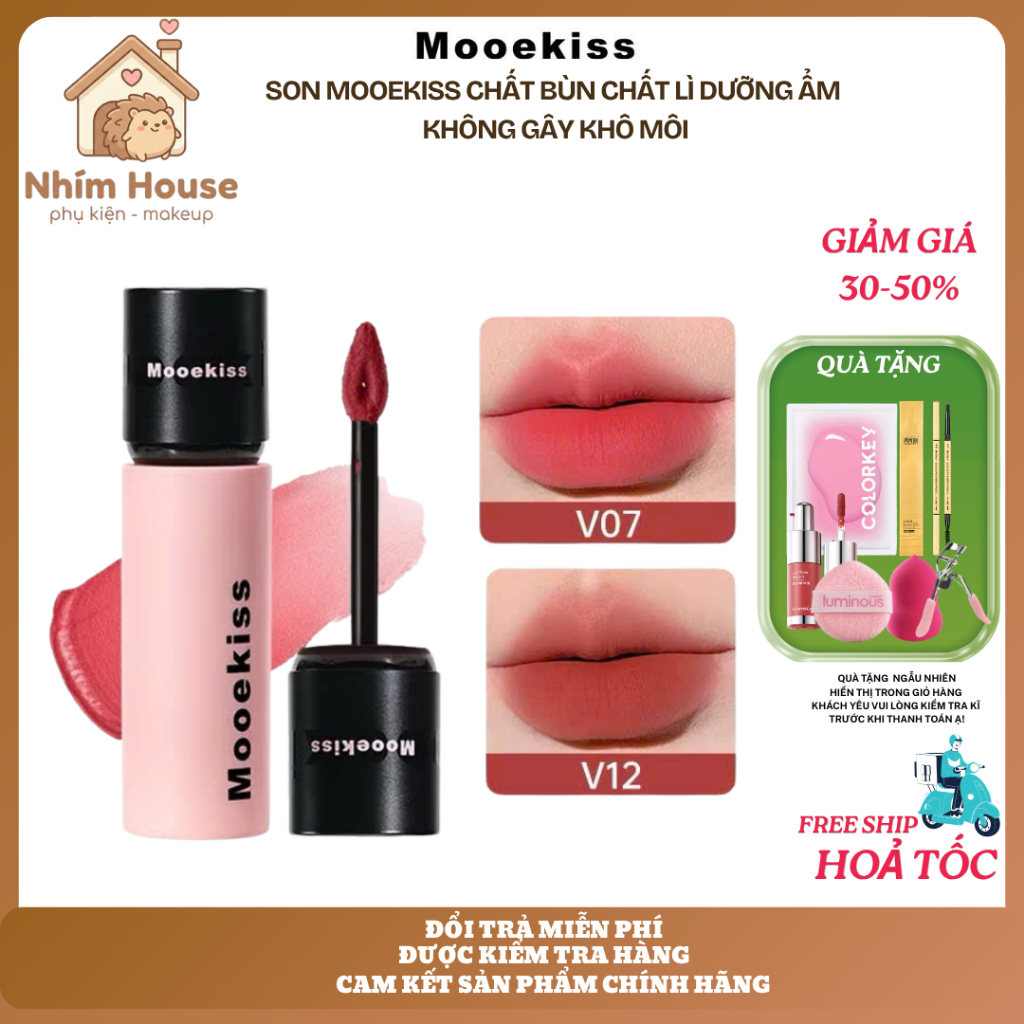 Son MOOEKISS chất bùn chất lì dưỡng ẩm không gây khô môi 2g | NHÍM HOUSE