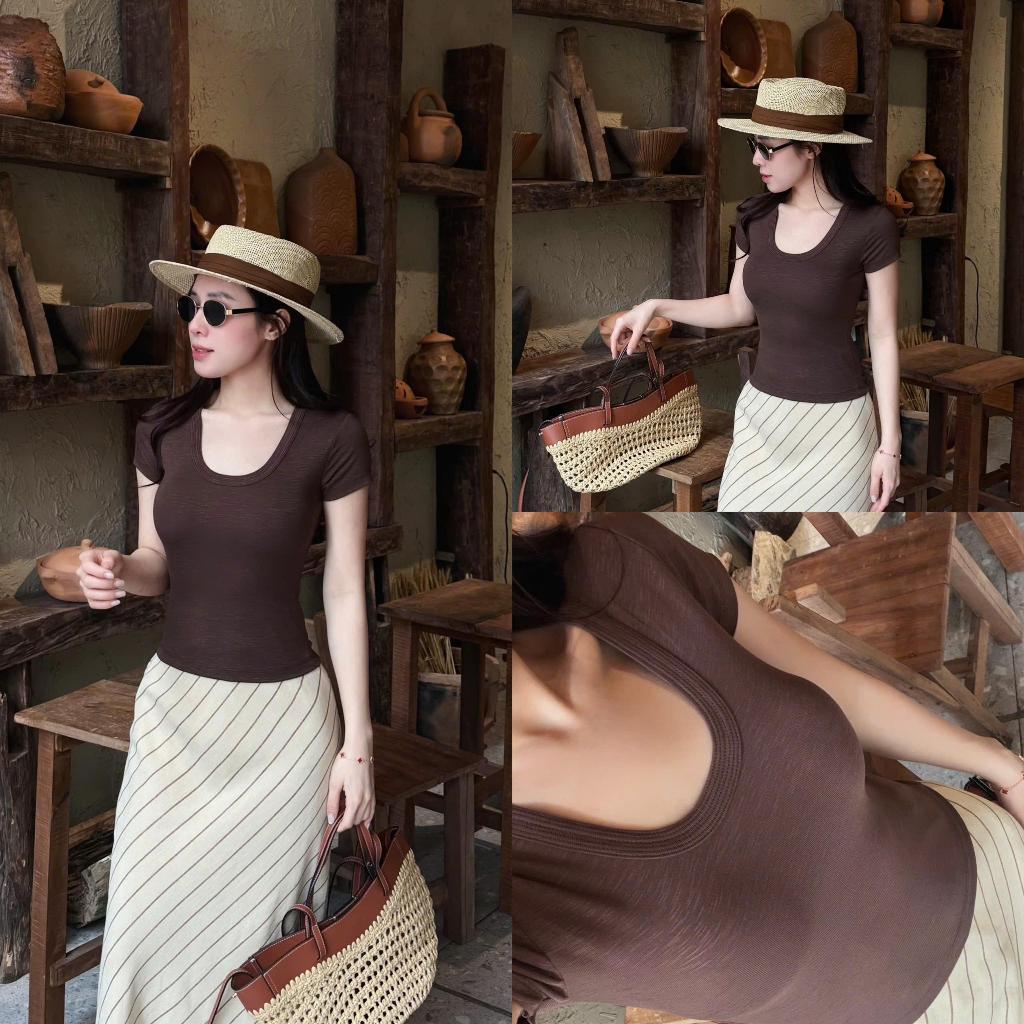 Áo Cộc Tay Cổ U Viền Trend - Chất Liệu Rib Dệt Sợi Kiểu Texture, Mát Mẻ Co Giãn, Thấm Hút Mô Hồi Tốt, Kiếu Dáng Ôm A094