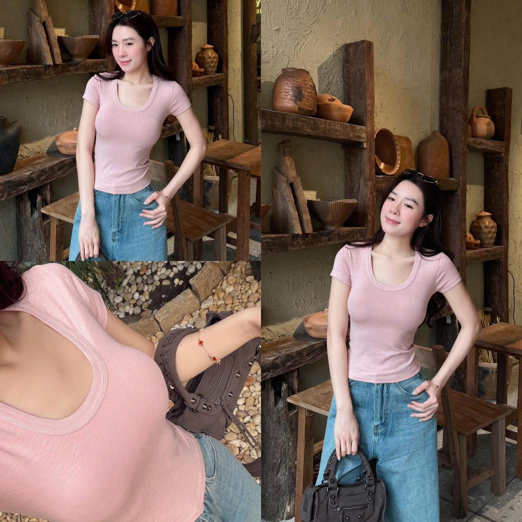 Áo Cộc Tay Cổ U Viền Trend - Chất Liệu Rib Dệt Sợi Kiểu Texture, Mát Mẻ Co Giãn, Thấm Hút Mô Hồi Tốt, Kiếu Dáng Ôm A094