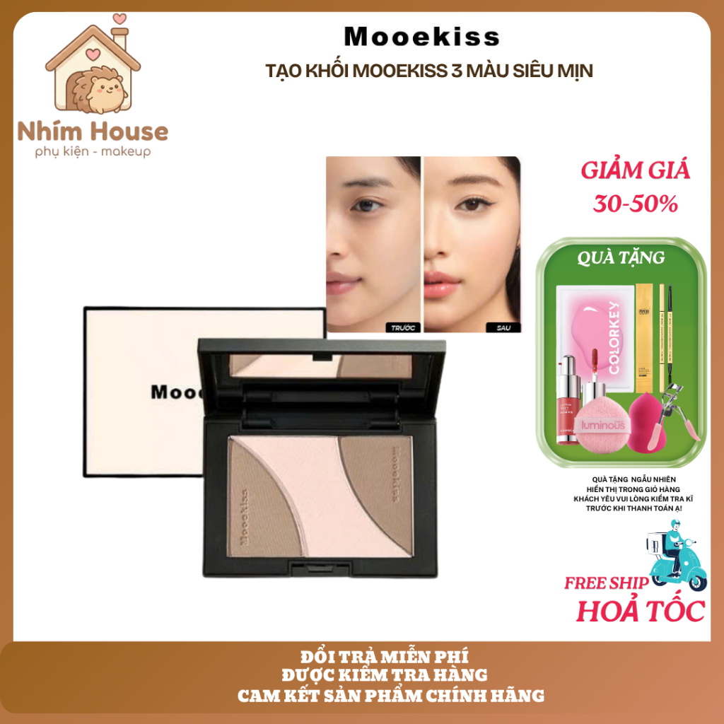 Tạo khối MOOEKISS 3 màu siêu mịn lỳ lâu trôi | NHÍM HOUSE