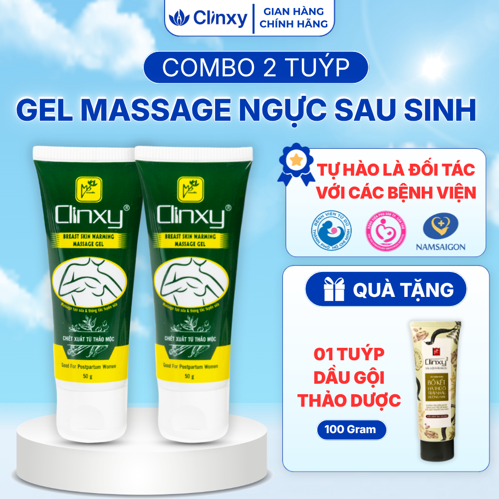 (Combo 2 Chai) Gel Massage Ngực Sau Sinh Clinxy Giúp Thông Tắc Tia Sữa Làm Ấm Ngực An Toàn
