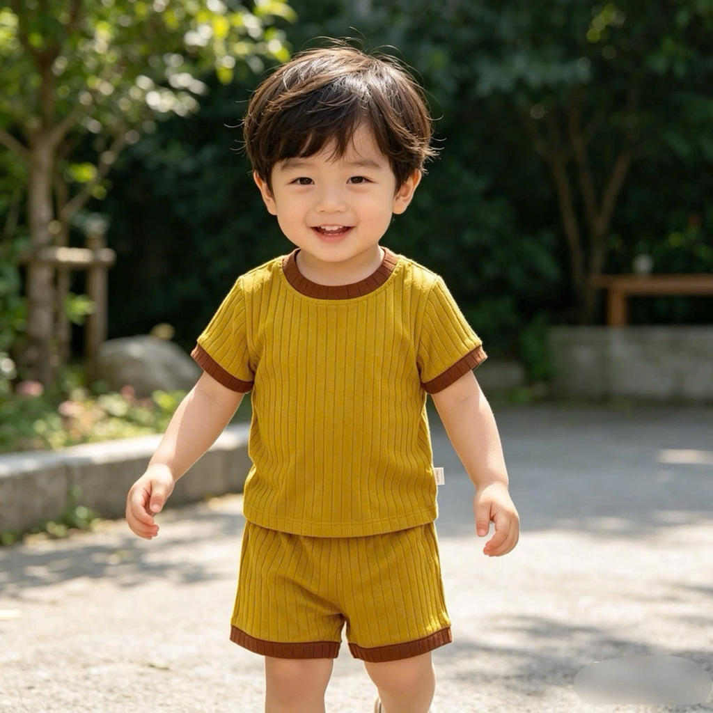 Bộ cộc tay bé trai bé gái cotton tăm body Bemoo F0077 size 80-130 (10-25kg) mềm mát thoáng khí
