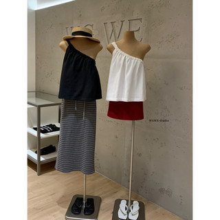 𝐏𝐡𝐢𝐞𝐧 𝐖𝐆𝐖𝐄 | (Sẵn) w9761 Áo Dây 1 Vai Chất Thô Dáng A 2 Màu