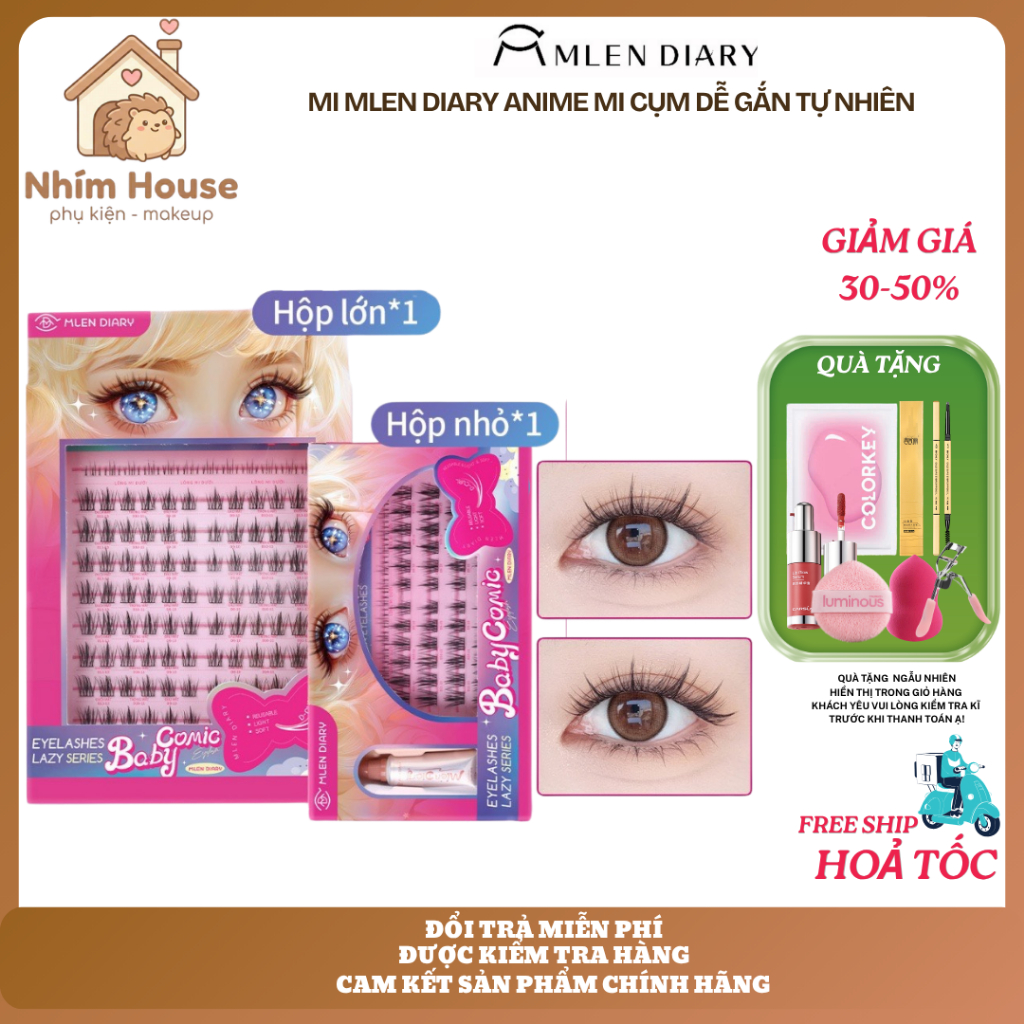 MLEN DIARY Mi ANIME Mi cụm dễ gắn tự nhiên tiện lợi cho người mới trang điểm | NHÍM HOUSE