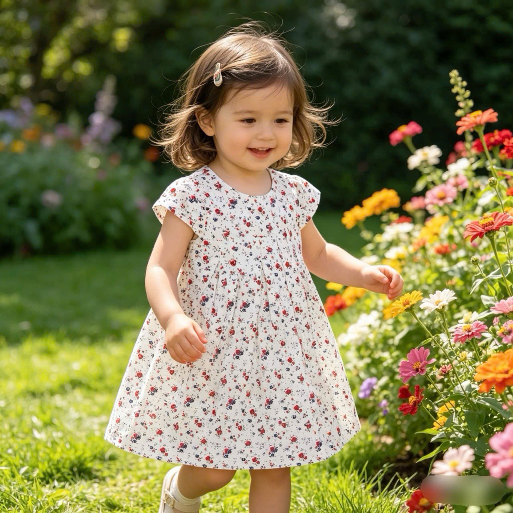 Váy Bé Gái Hoa Nhí Hè Siêu Xinh D8951 Xuất Dư Xịn Mềm Mát Size 3M-6Y (4-24kg)