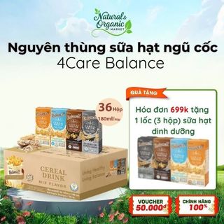 Nguyên thùng sữa hạt ngũ cốc hữu cơ 36 Hộp 4Care Balance 180ml
