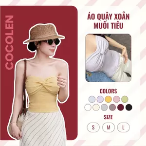 Áo Quây Nữ Xoắn Trước Ngực Màu Pastel Chất Tăm Cotton Dệt Sợi Muối Tiêu Ôm Body Co Giãn Thoáng Mát Nhẹ Tênh – A049