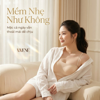 Áo lót cúp ngực tàng hình nữ, Áo quây su trơn Vanvene AL397 không gọng đệm mỏng cúp 3D không dây chống tụt hở vai