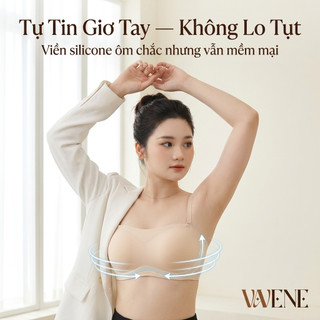 Áo lót cúp ngực tàng hình nữ, Áo quây su trơn Vanvene AL397 không gọng đệm mỏng cúp 3D không dây chống tụt hở vai