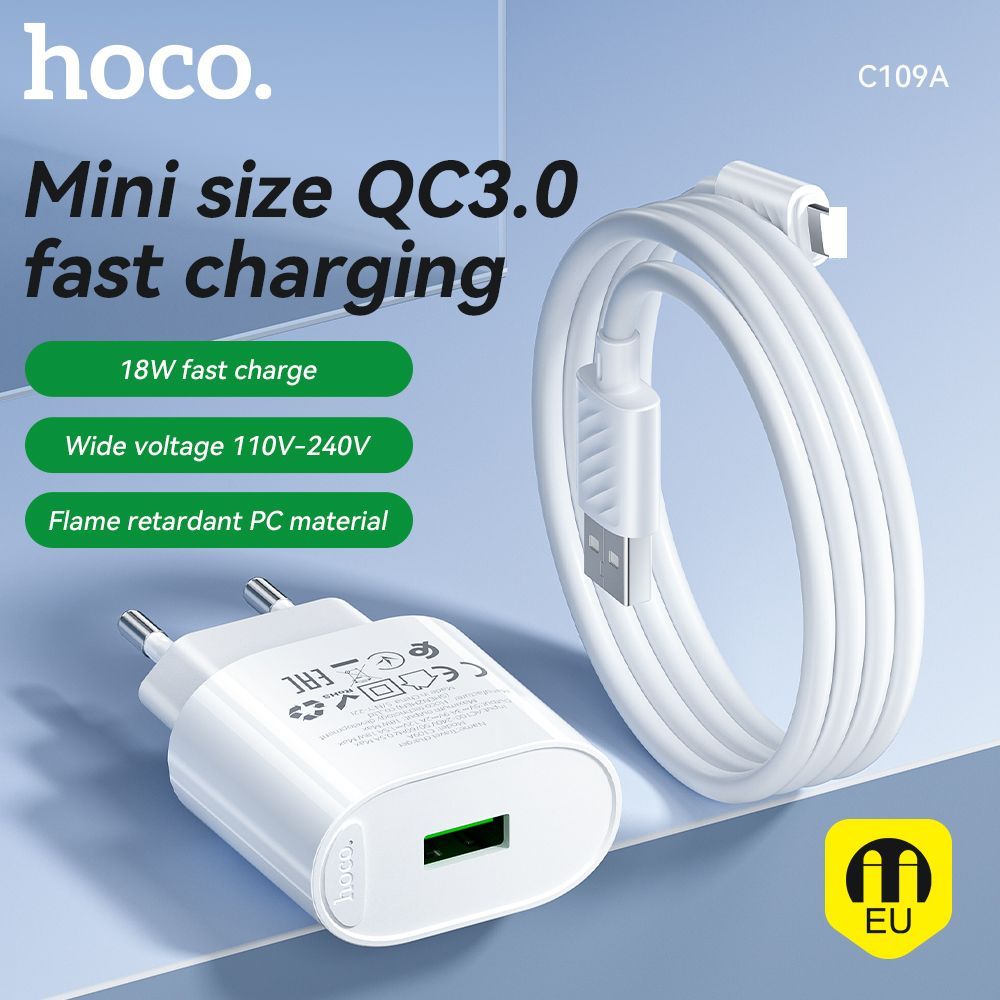 Củ Sạc Nhanh 18W HOCO Kèm Cáp Type C / Micro / Cáp 3 Đầu – Củ Sạc USB QC3.0 Cho Các Dòng Điện Thoại