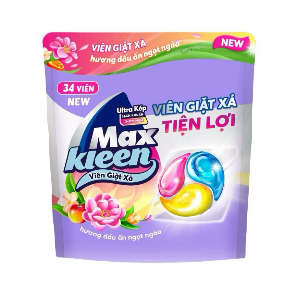 túi x 34 viên giặt xả 2in1 MaxKleen hương nước hoa