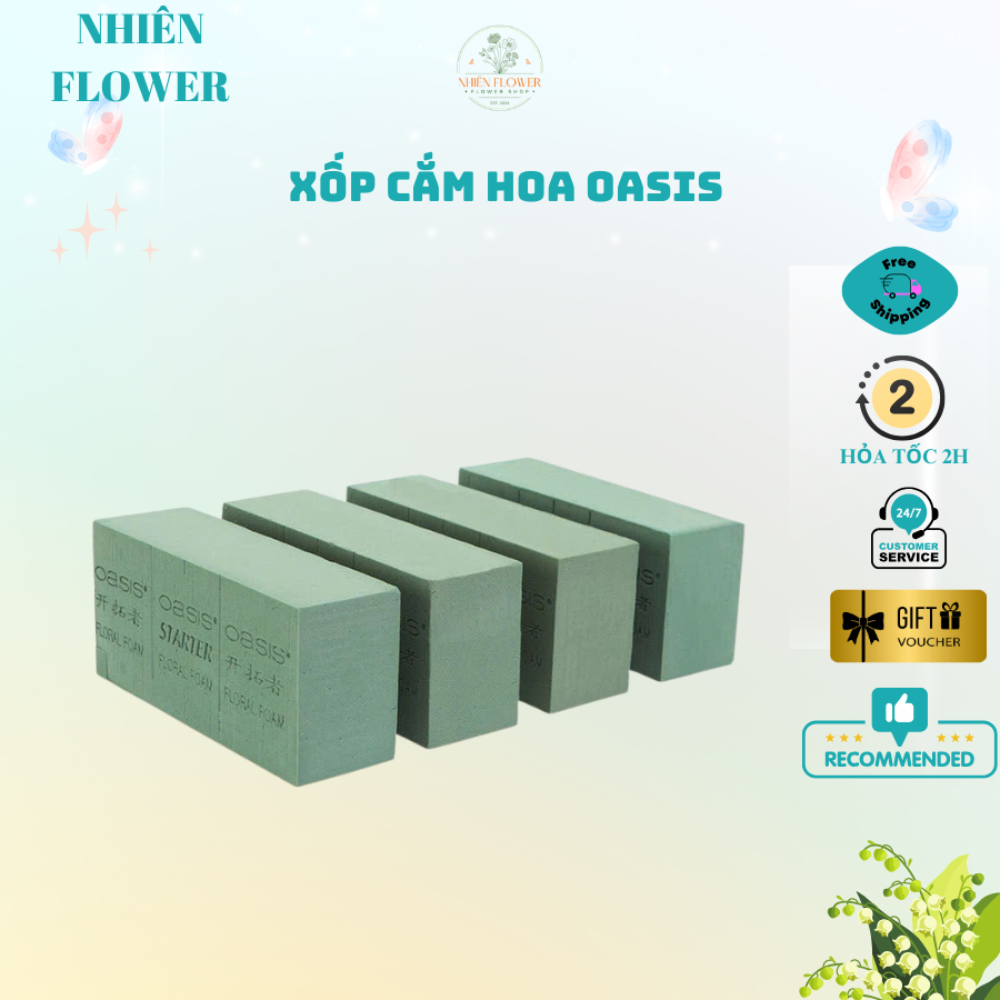 Lẻ 1 Viên Xốp OASIS Loại Tốt Chuyên Dụng Dùng Cắm Hoa Tươi, Hoa Khô, Decor Cắm Hoa Nghệ Thuật