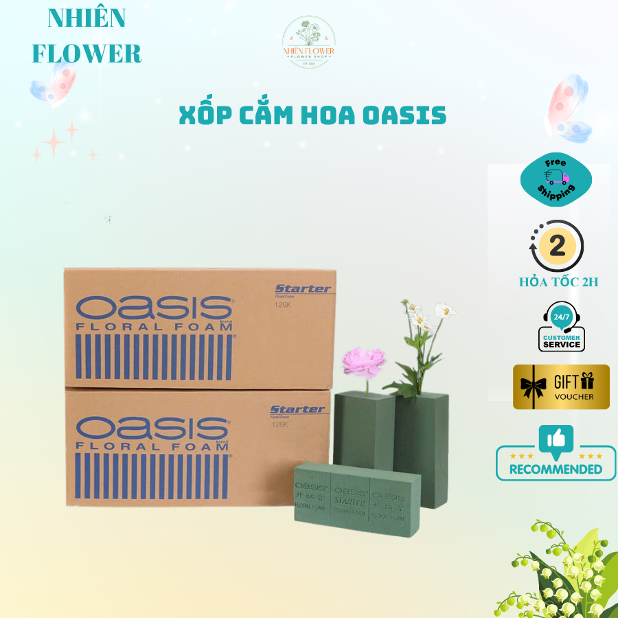 Lẻ 1 Viên Xốp OASIS Loại Tốt Chuyên Dụng Dùng Cắm Hoa Tươi, Hoa Khô, Decor Cắm Hoa Nghệ Thuật