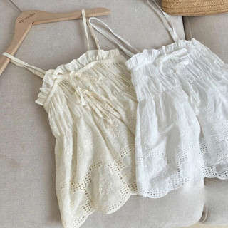 Áo 2 Dây Nữ Phối Ren Hoa Thêu Bo Chun Ngực Cao Cấp - Áo Hai Dây Vintage Có Nơ Ngực Chất Vải Mềm Mát Mẫu Mới 2026