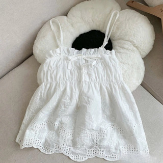 Áo 2 Dây Nữ Phối Ren Hoa Thêu Bo Chun Ngực Cao Cấp - Áo Hai Dây Vintage Có Nơ Ngực Chất Vải Mềm Mát Mẫu Mới 2026