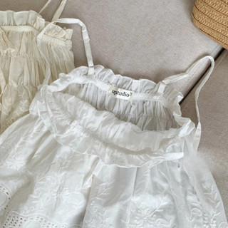 Áo 2 Dây Nữ Phối Ren Hoa Thêu Bo Chun Ngực Cao Cấp - Áo Hai Dây Vintage Có Nơ Ngực Chất Vải Mềm Mát Mẫu Mới 2026