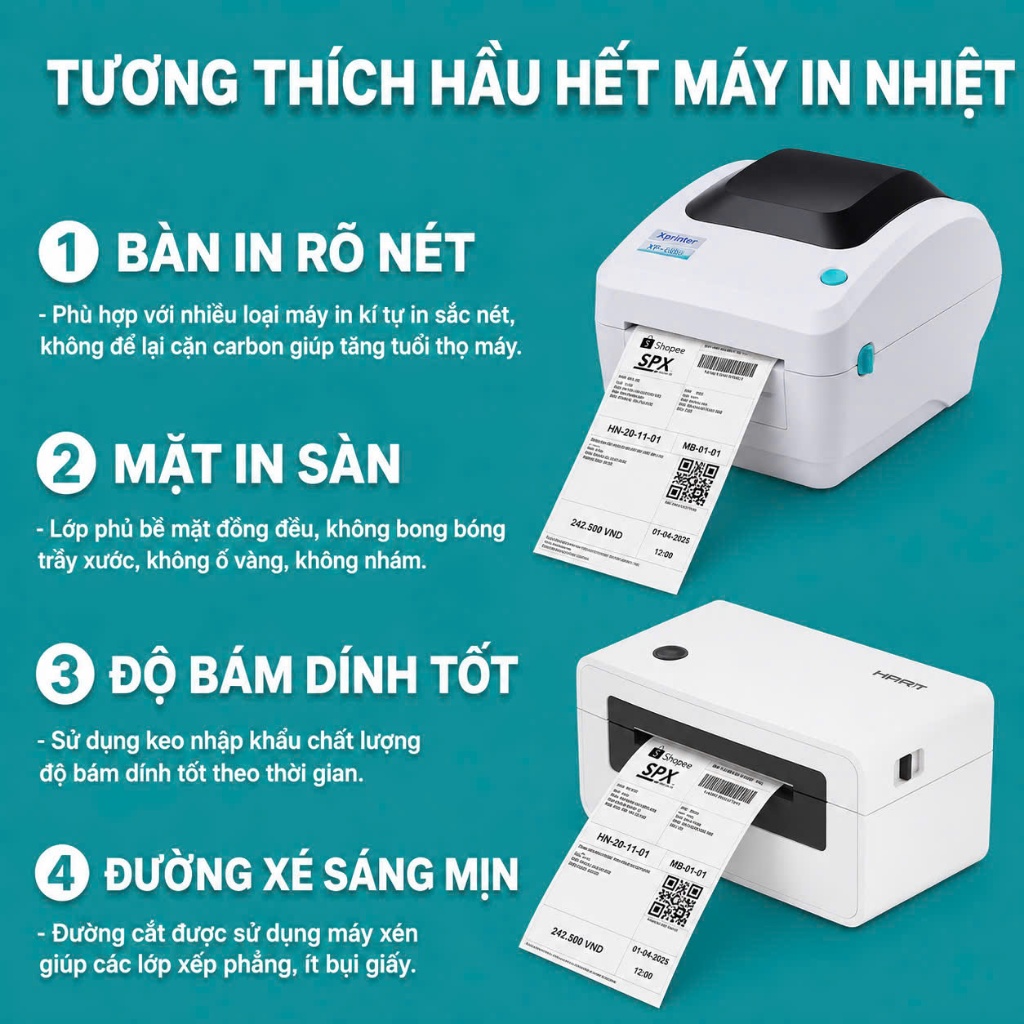 Giấy In Nhiệt 100x150mm A6 Cuộn 350 Tem Sẵn Lớp Dán Giấy In Đơn hàng hóa đơn 100*150 A6 A7 in bill 100x150 Giấy nhiệt