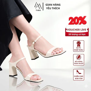Guốc Nữ Cao Gót 2 Quai Phối Khóa LUME Mũi Hở Cao 5cm, 7cm Màu Kem Da Bóng Sang Trọng Thanh Lịch (DEP 2Q)