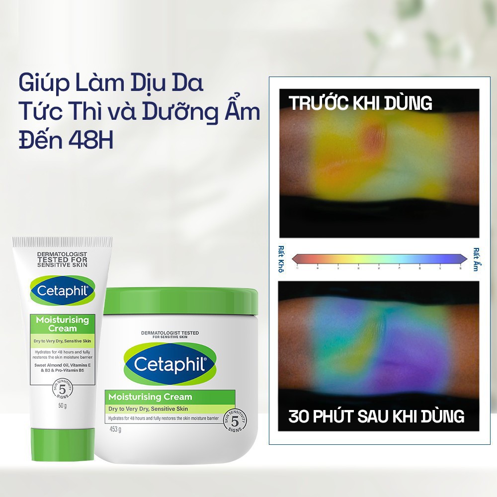 [LIVE] Kem dưỡng ẩm dịu lành cho da nhạy cảm cấp ẩm sâu đến 48H Cetaphil Moisturizing Cream 50g