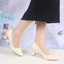 Giày Cao Gót Nữ Mũi Nhọn Màu Kem LUME 07 Da PU Cao Cấp, Đế Cao Su Non Chống Trơn Trượt, Đế Cao 5cm - 7cm (GTNK)