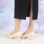 Giày Cao Gót Nữ Mũi Nhọn Màu Kem LUME 07 Da PU Cao Cấp, Đế Cao Su Non Chống Trơn Trượt, Đế Cao 5cm - 7cm (GTNK)