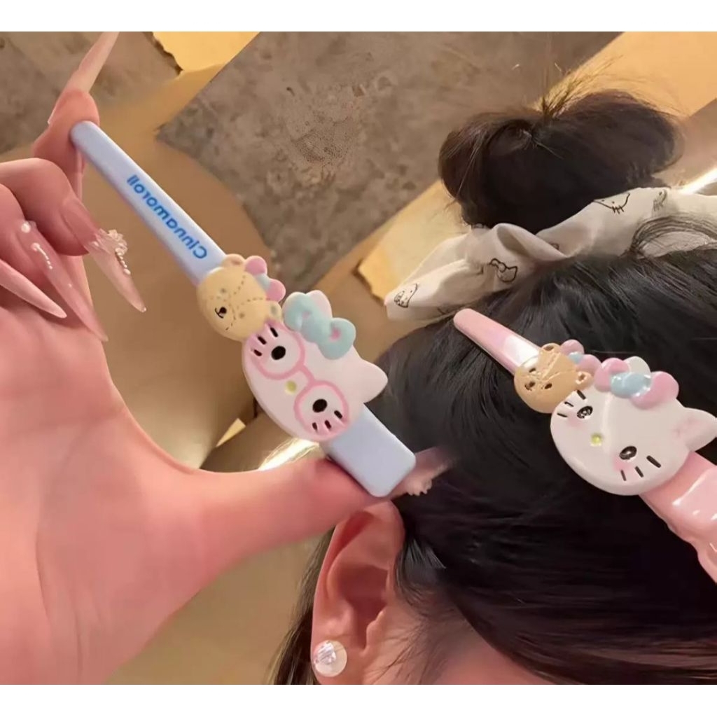 Kẹp tóc mái mỏ vịt 12cm Kitty kẹp tóc nữ kim loại Hàn Quốc kẹp tóc cute học sinh