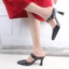 Giày Sục Nữ Có Quai Mũi Nhọn Màu Đen LUME 18 Da PU Cao Cấp, Đế cao su non chống trượt cao 5cm - 7cm Thời Trang (SQNNĐ)
