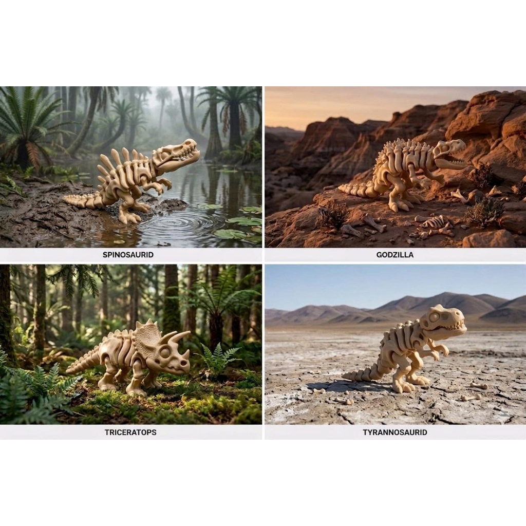Mô hình bộ xương Khủng Long 3D dùng để Trang Trí tiểu cảnh thủy sinh, Chuồng Rùa và Bò Sát