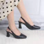 Giày Sục Cao Gót Quai Hậu Nữ LUME 20 Mũi Vuông Màu Đen Da PU Cao Cấp Cao 5cm 7cm, Đế cao su chống trơn trượt (VHĐ)