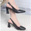 Giày Sục Cao Gót Quai Hậu Nữ LUME 20 Mũi Vuông Màu Đen Da PU Cao Cấp Cao 5cm 7cm, Đế cao su chống trơn trượt (VHĐ)