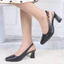 Giày Sục Cao Gót Quai Hậu Nữ LUME 20 Mũi Vuông Màu Đen Da PU Cao Cấp Cao 5cm 7cm, Đế cao su chống trơn trượt (VHĐ)