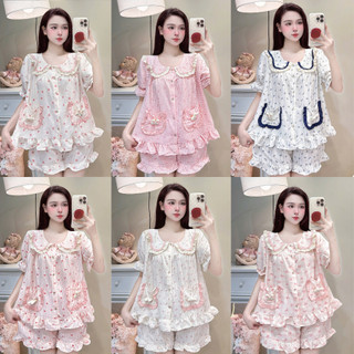 [DEAL HÈ] Bộ Đồ Ngủ Nữ JUSOKA Pijama DU50 Cổ Phối Nơ Chất Đũi Hàn Siêu Xinh Nhiều Họa Tiết Cho Nữ