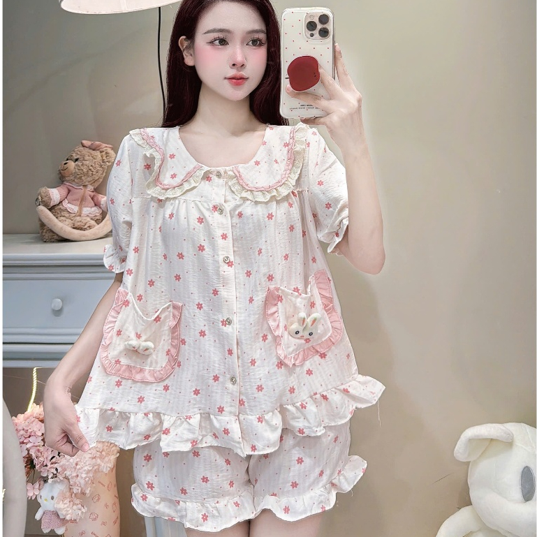 [MẪU HÈ] Bộ Đồ Ngủ Nữ JUSOKA Pijama Cổ Phối Nơ Chất Đũi Hàn Siêu Xinh DU50 Nhiều Họa Tiết Dễ Thương