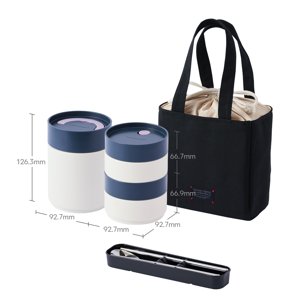 Bộ Hộp Cơm Giữ Nhiệt LocknLock All-Fit Lunch Box LHC8014IVY 1020ml, Kèm Túi và Muỗng Đũa - K-MALL