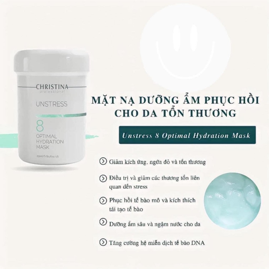 [CHÍNH HÃNG] Mặt Nạ Dưỡng Ẩm, Làm Dịu và Phục Hồi Da Christina Unstress 8 Optimal Hydration Mask 250ml