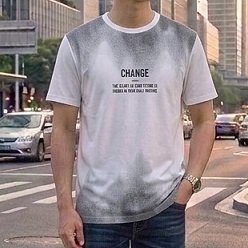 [HKT.12] Áo Thun Phông Nam In chữ, loang màu, vai vải cotton mịn co dãn thoáng mát, Menswear Top