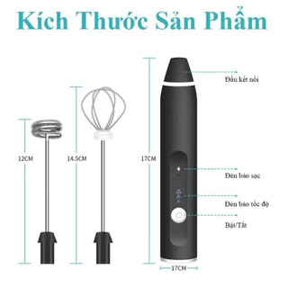 Máy Đánh Trứng Cầm Tay, Máy Đánh Bọt Cà Phê, Đánh Cafe Đánh Trứng Mini Sạc Điện Tiện Lợi
