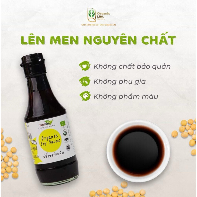 Nước tương đậu nành hữu cơ Lumlum Organic Soy Sauce 200ml