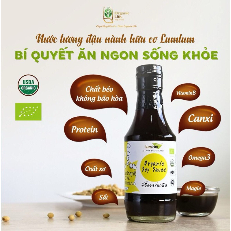 Nước tương đậu nành hữu cơ Lumlum Organic Soy Sauce 200ml