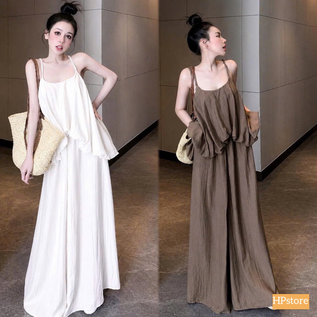 ME4- (Hình trải sàng thực tế) Sét bộ đũi 2 dây dáng bí mix quần suông (40-60kg)