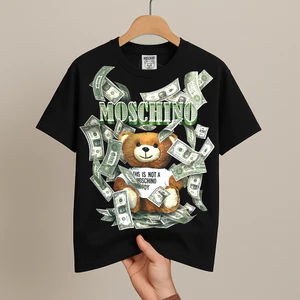 Áo Thun Moschino Teddy Bear Dollar Unisex Cao Cấp, Form Rộng Thời Trang Nam Nữ