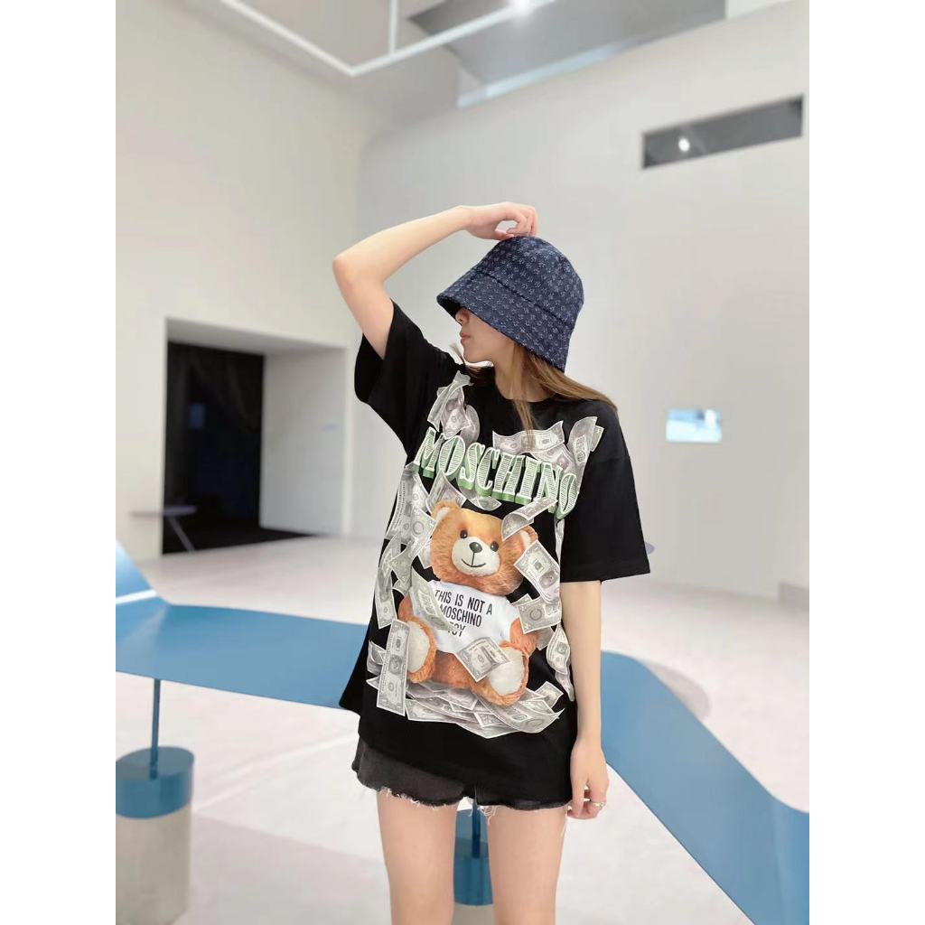 Áo Thun Moschino Teddy Bear Dollar Unisex Cao Cấp, Form Rộng Thời Trang Nam Nữ