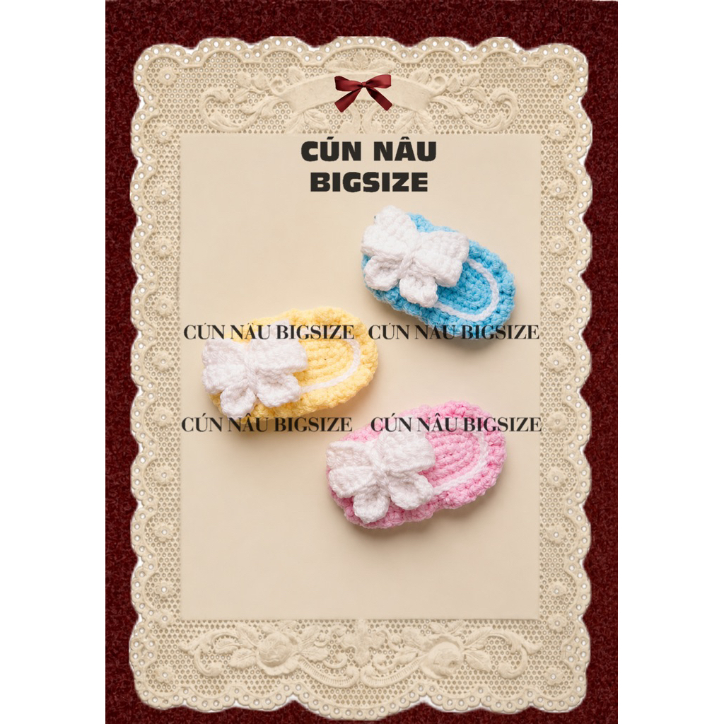 [CN BIGSIZE] Kẹp Tóc Chất Len Màu Kẹo Pastel Kiểu Dáng Bèo Đính Nơ Dễ Thương Handmade